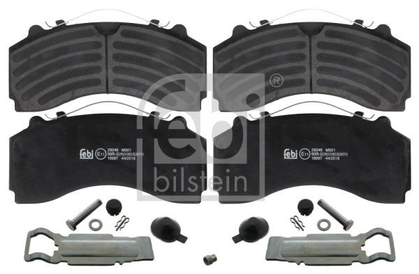 FEBI BILSTEIN 16997 Brake pad set Front Axle, Rear Axle, prepared for wear indicator, with attachment material