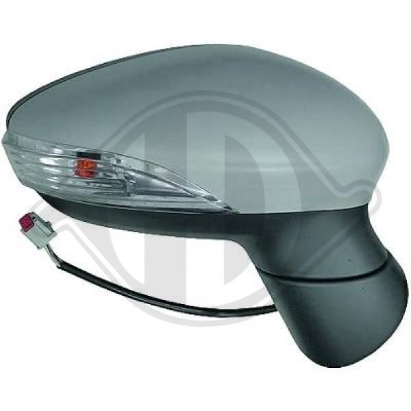 DIEDERICHS 1405525 Wing mirror Left, primed, Aspherical, Electronically foldable, for electric mirror adjustment, Heatable, Complete Mirror