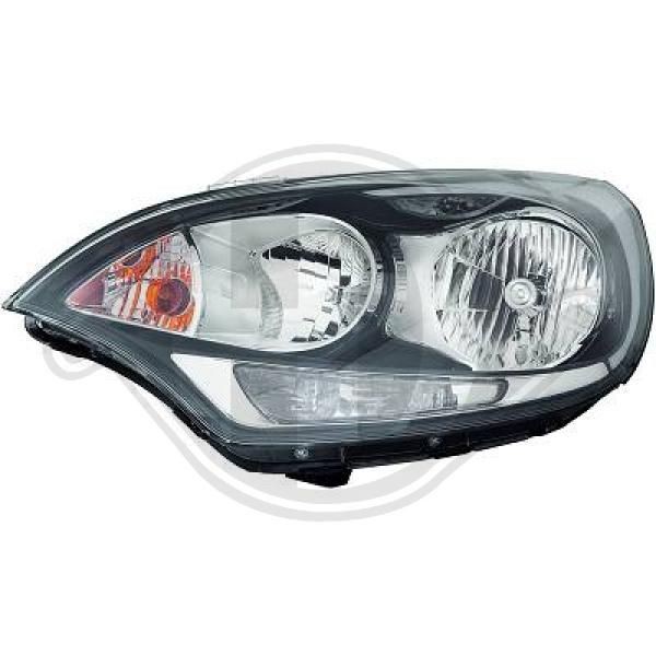 6542080 DIEDERICHS Headlight KIA Right, H7, H7/H1, H1, for right-hand traffic, without motor for headlamp levelling