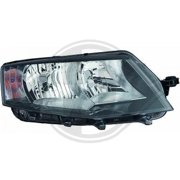 7832980 DIEDERICHS Headlight SKODA Right, PWY24W, H15, H7, with motor for headlamp levelling