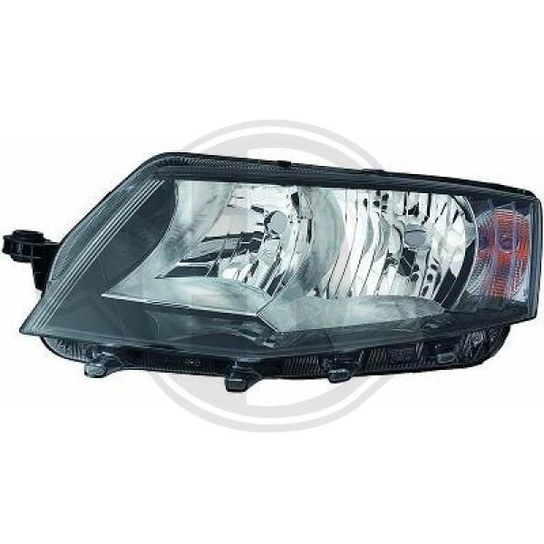 7832981 DIEDERICHS Headlight SKODA Left, PWY24W, H15, H7, with motor for headlamp levelling