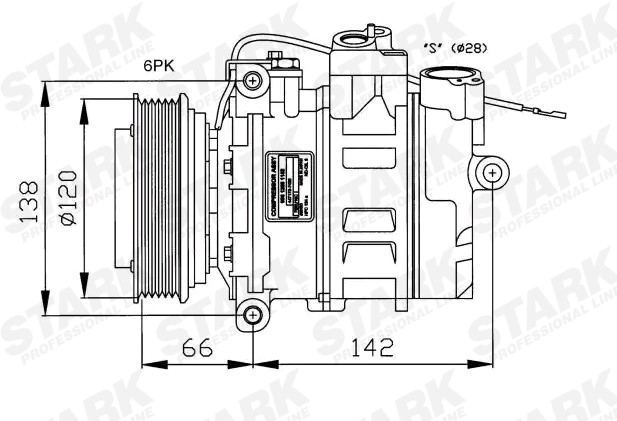 STARK SKKM-0340022 Air conditioning compressor 7SBU16C, PAG 46, R 134a