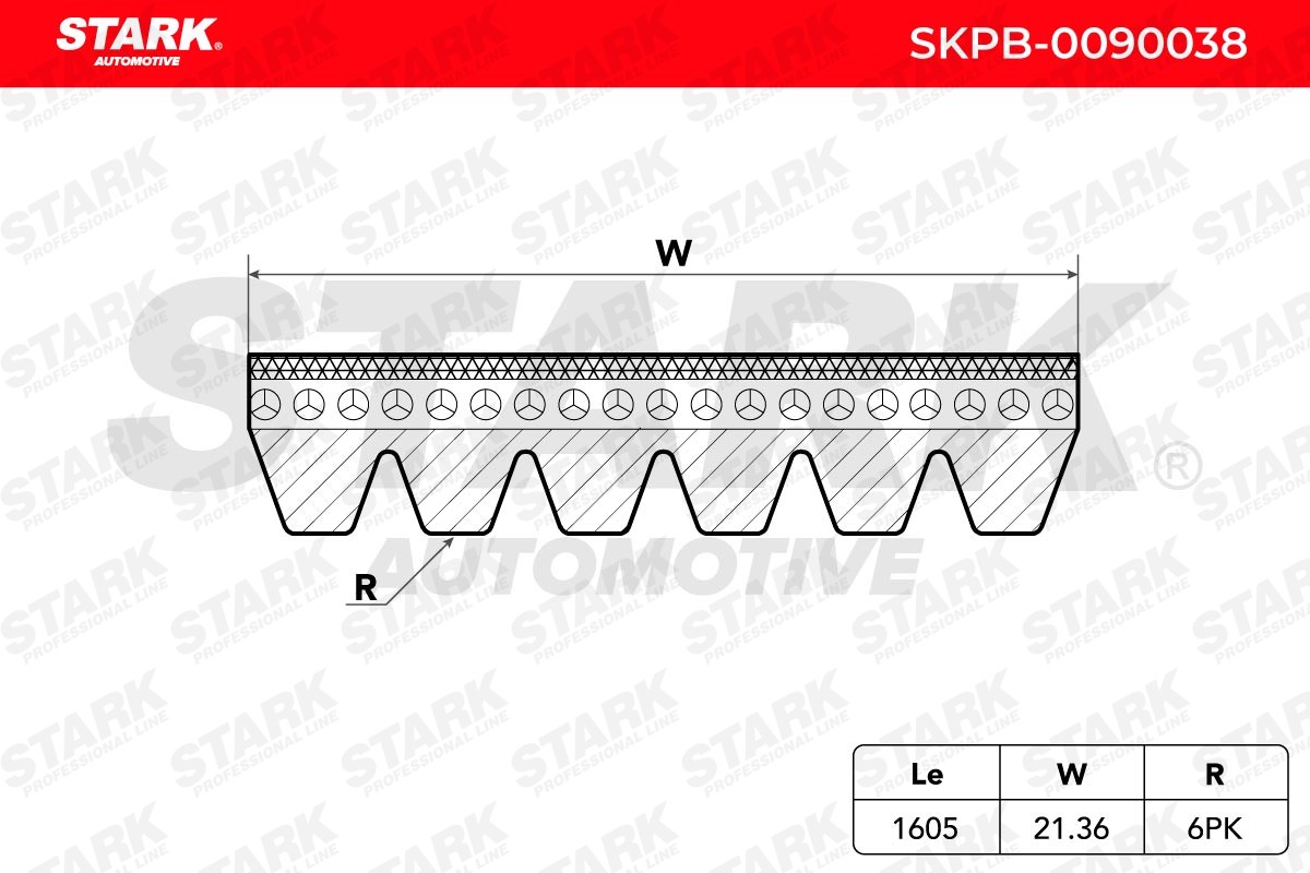 STARK SKPB-0090038 Serpentine belt 1605mm, 6