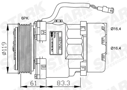 STARK SKKM-0340110 Air conditioning compressor V5, PAG 46, R 134a