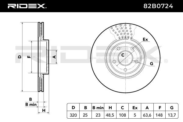 82B0724 Bremsscheiben RIDEX 82B0724 - Große Auswahl - stark reduziert