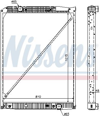 NISSENS Aluminium, 1015 x 810 x 48 mm, with frame, Brazed cooling fins Radiator 67189 buy