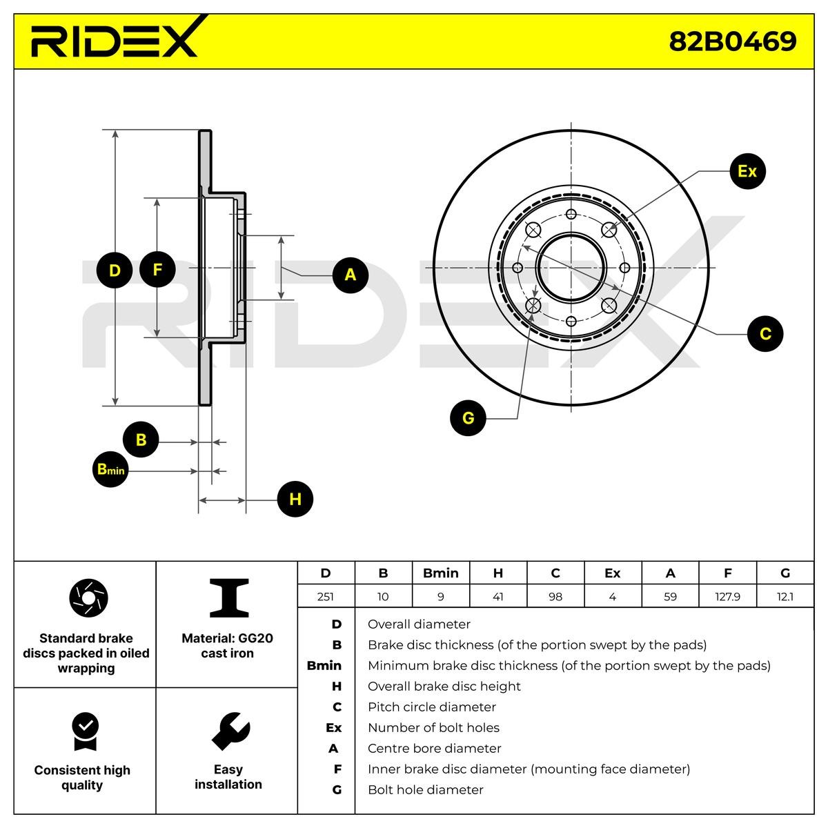 82B0469 Brake disc RIDEX 82B0469 review and test