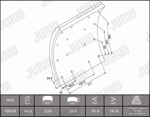 19932 JURID Brake Lining Kit, drum brake 1993201070 buy