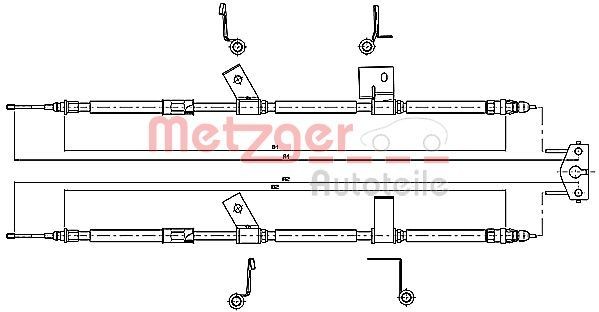 Opel ADAM Hand brake cable METZGER 11.5779 cheap