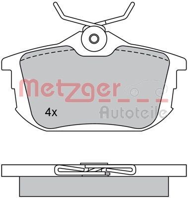 1170021 METZGER Brake pad set VOLVO Rear Axle, with acoustic wear warning, with brake caliper screws, with anti-squeak plate