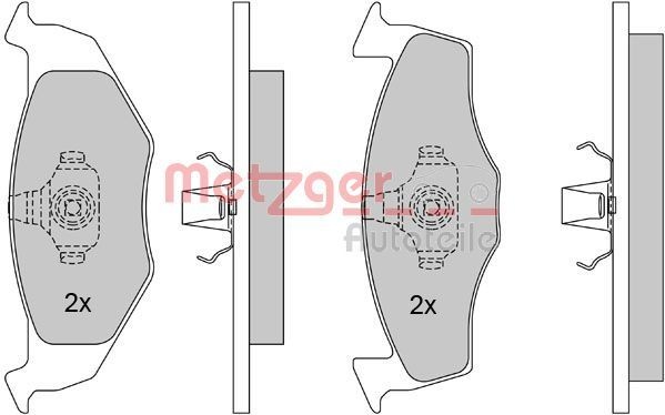 METZGER 1170023 Brake pad set Front Axle, excl. wear warning contact, not prepared for wear indicator, with anti-squeak plate
