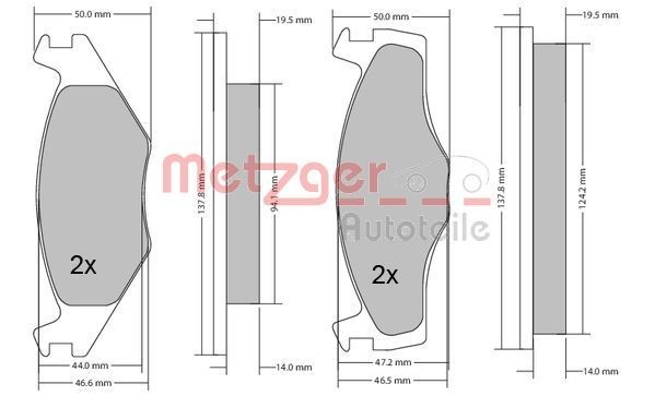 METZGER 1170033 Brake pad set Front Axle, excl. wear warning contact, with anti-squeak plate, with accessories