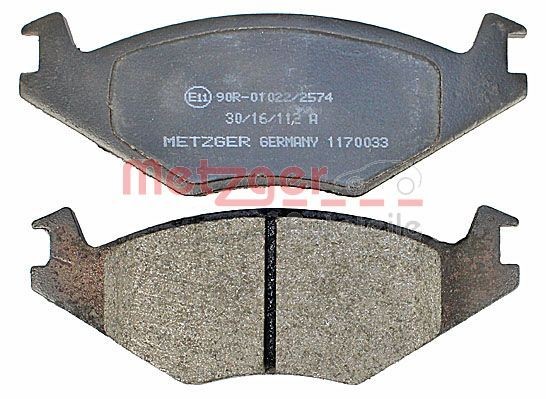 METZGER 20887 Disc pads Front Axle, excl. wear warning contact, with anti-squeak plate, with accessories
