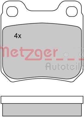 Brake pad kit METZGER Rear Axle, excl. wear warning contact, with anti-squeak plate - 1170034