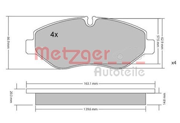 METZGER 1170040 Brake pad set Front Axle, excl. wear warning contact, with brake caliper screws, with anti-squeak plate