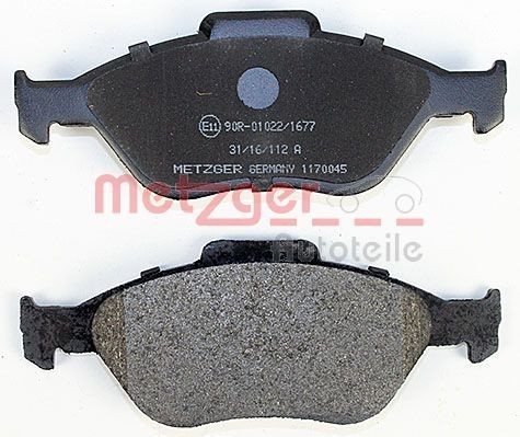 METZGER 1170045 Disc pads Front Axle, excl. wear warning contact, with anti-squeak plate