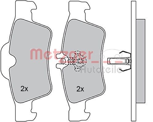 METZGER 1170049 Brake pad set Rear Axle, excl. wear warning contact, with anti-squeak plate