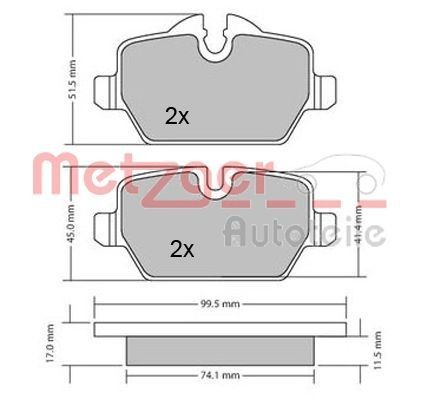 METZGER 1170052 Brake pad set Rear Axle, excl. wear warning contact, with brake caliper screws, with anti-squeak plate