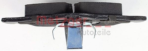 1170091 Set of brake pads 1170091 METZGER Front Axle, with acoustic wear warning, with anti-squeak plate