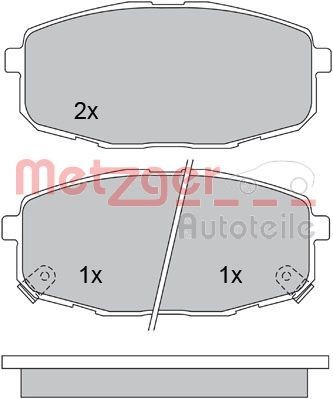 METZGER 1170097 Brake pad set Front Axle, with acoustic wear warning, with anti-squeak plate