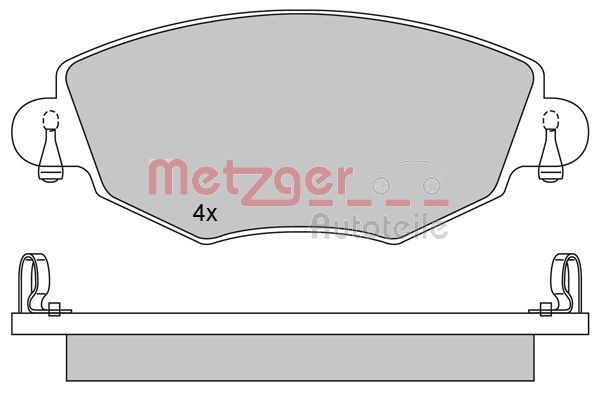 METZGER 1170107 Brake pad set Front Axle, excl. wear warning contact, with brake caliper screws, with anti-squeak plate