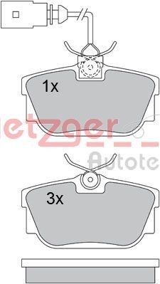 METZGER 1170109 Brake pad set Rear Axle, with integrated wear sensor, with brake caliper screws, with anti-squeak plate