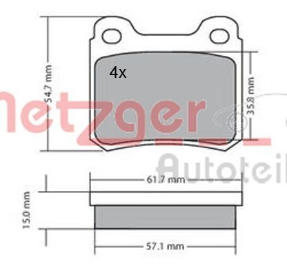 METZGER 1170112 Brake pad set Rear Axle, excl. wear warning contact, with anti-squeak plate