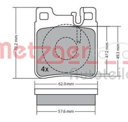 Mercedes SLK Set of brake pads 8031473 METZGER 1170123 online buy