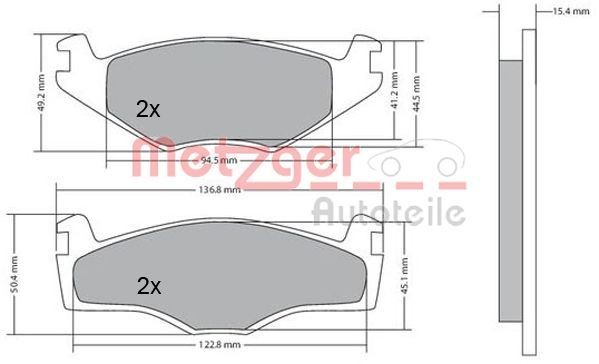 METZGER 1170136 Brake pad set Front Axle, excl. wear warning contact, with accessories