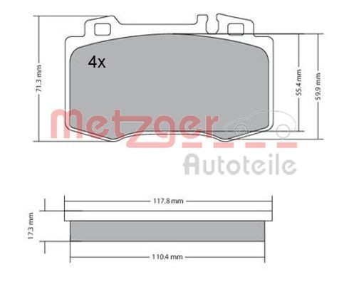 Original METZGER 23271 Brake pad set 1170137 for MERCEDES-BENZ SLK