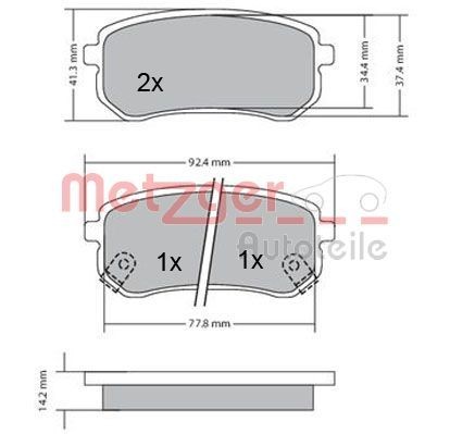 METZGER 1170169 Brake pad set Rear Axle, with acoustic wear warning, with anti-squeak plate