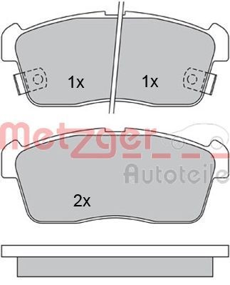 METZGER 1170197 Brake pad set Front Axle, with acoustic wear warning, with anti-squeak plate