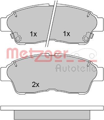 METZGER 1170209 Brake pad set Front Axle, with acoustic wear warning, with anti-squeak plate