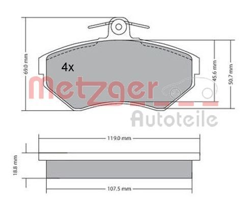 METZGER 1170214 Brake pad set Front Axle, excl. wear warning contact, with brake caliper screws, with anti-squeak plate