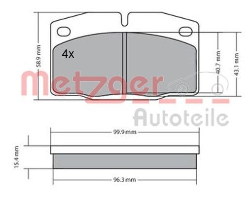 METZGER Set of brake pads rear and front Opel Kadett E Convertible new 1170234