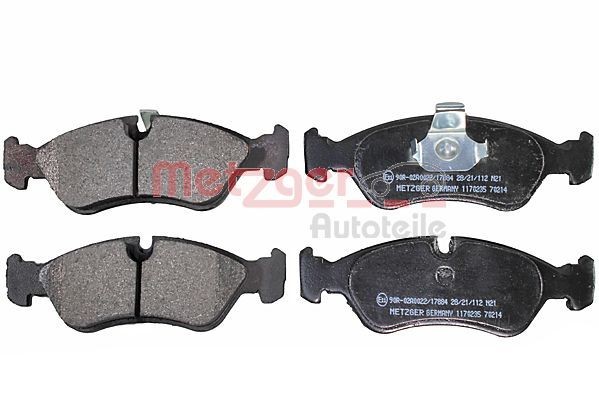 METZGER 1170235 Brake pad set Front Axle, excl. wear warning contact, with anti-squeak plate