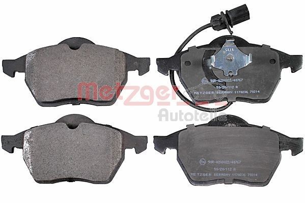 METZGER 1170236 Brake pad set Front Axle, with integrated wear sensor, with anti-squeak plate