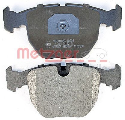 METZGER 1170238 Disc pads Front Axle, excl. wear warning contact, with anti-squeak plate