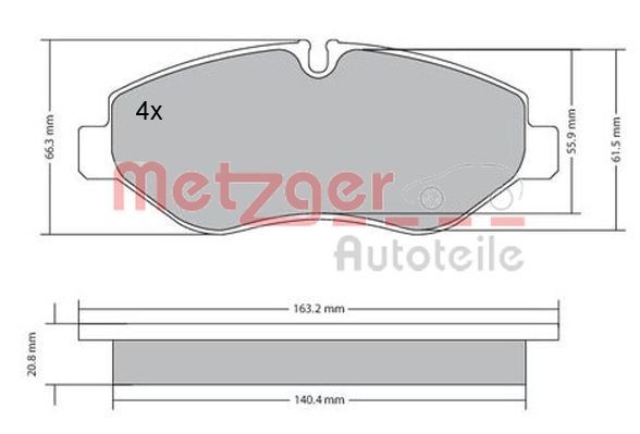 METZGER 1170271 Brake pad set Front Axle, excl. wear warning contact, with brake caliper screws, with anti-squeak plate, with accessories