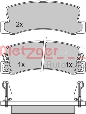 METZGER 1170277 Brake pad set Rear Axle, with acoustic wear warning, with anti-squeak plate