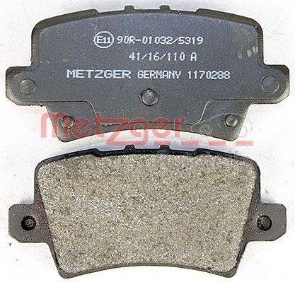 METZGER 24086 Disc pads Rear Axle, with acoustic wear warning, with brake caliper screws, with anti-squeak plate