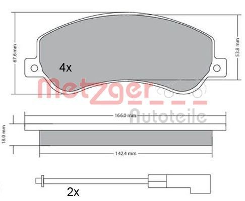 METZGER 1170290 Brake pad set Front Axle, incl. wear warning contact, with brake caliper screws, with anti-squeak plate
