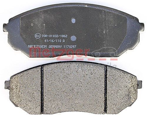 METZGER 24179 Disc pads Front Axle, with acoustic wear warning, with anti-squeak plate