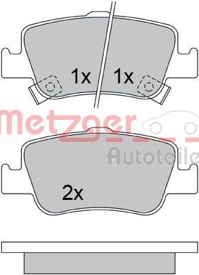 METZGER 1170334 Brake pad set Rear Axle, with acoustic wear warning, with anti-squeak plate
