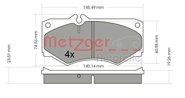 METZGER 1170351 Bremsbelagsatz Vorderachse, für Verschleißwarnanzeiger vorbereitet