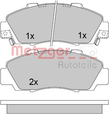 1170373 METZGER Brake pad set HONDA Front Axle, with acoustic wear warning, with anti-squeak plate