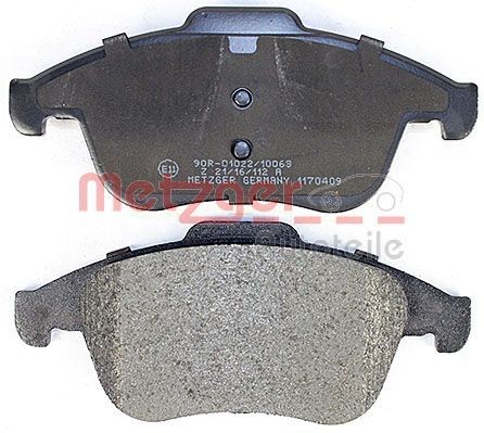 METZGER 1170409 Disc pads Front Axle, excl. wear warning contact, with anti-squeak plate