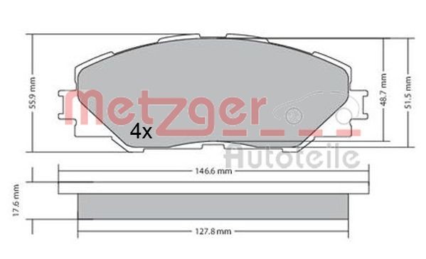 Toyota MIRAI Brake pad set METZGER 1170443 cheap