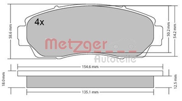 24638 METZGER Front Axle, with acoustic wear warning, with brake caliper screws, with anti-squeak plate Height 1: 57mm, Height 2: 60,4mm, Width: 151mm, Thickness: 18,7mm Brake pads 1170482 buy