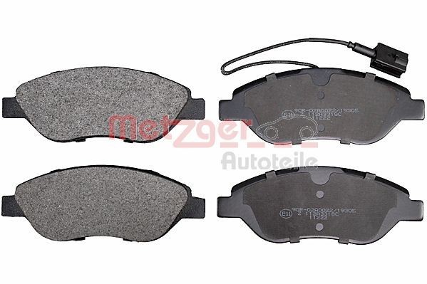 METZGER 1170505 Brake pad set Front Axle, with integrated wear sensor, with brake caliper screws, with anti-squeak plate